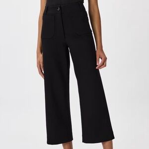Quince Ultra-Stretch Ponte Cropped Wide Leg Pants - Black - 6